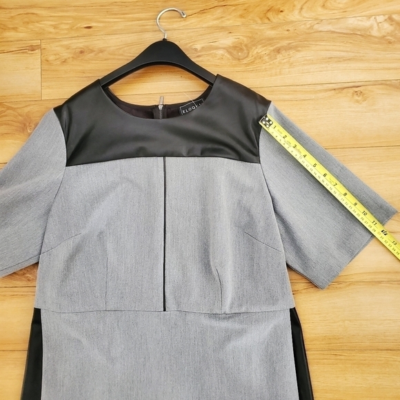 ELOQUII Women Premier Bi-Stretch Faux Leather Mix Work Dress Size 20 Grey - Picture 14 of 16